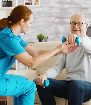 Illustrative photograph of physiotherapy support at home